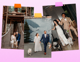 Collage of dog-friendly wedding venues around the US