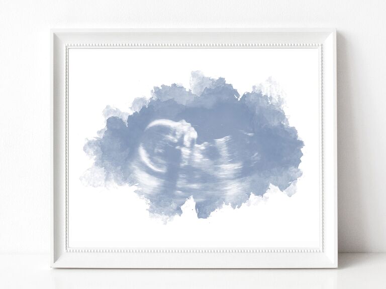 Baby ultrasound painting in a white photo frame