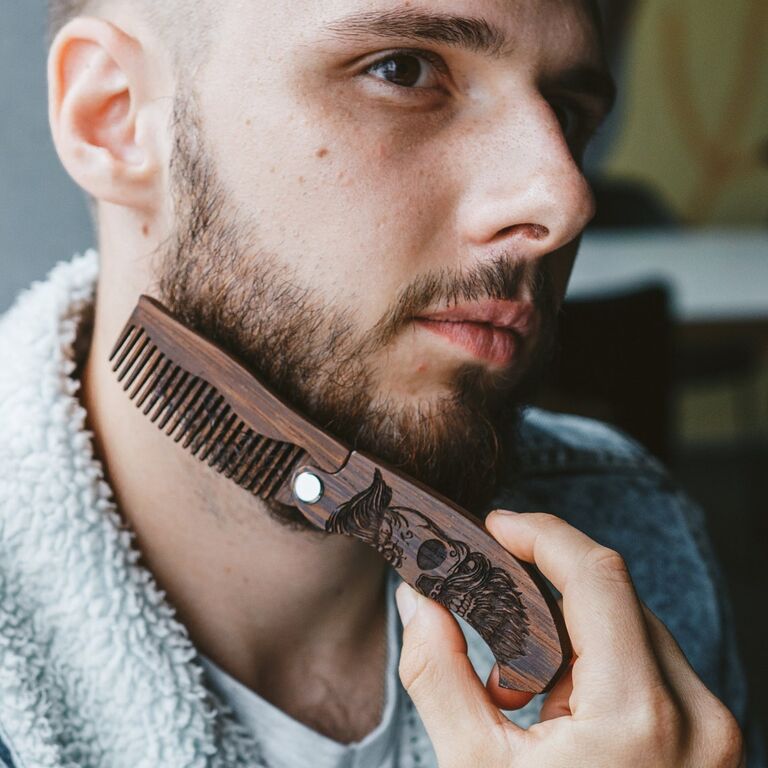 Wooden beard comb