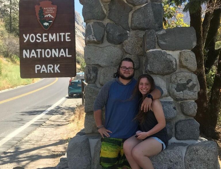 Us in Yosemite National Park, California, on our road trip in August 2019. 
