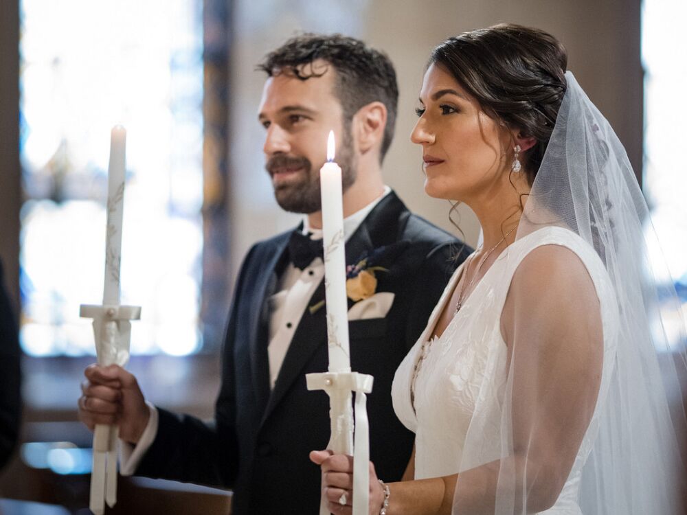 Greek Orthodox wedding ceremony.