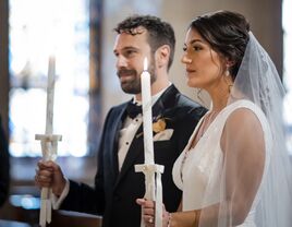 Greek Orthodox wedding ceremony.