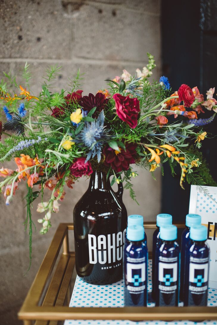 Wildflower Arrangements In Beer Growlers