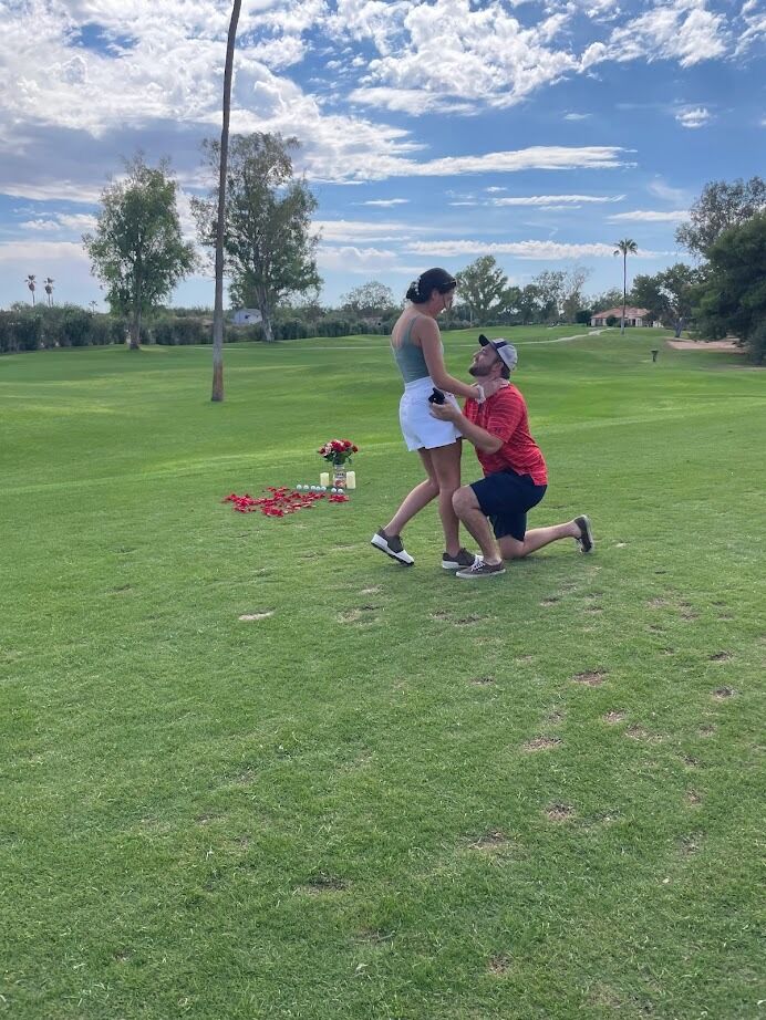 Jack proposed in October and Tatum cried for 18 straight holes (happy tears)