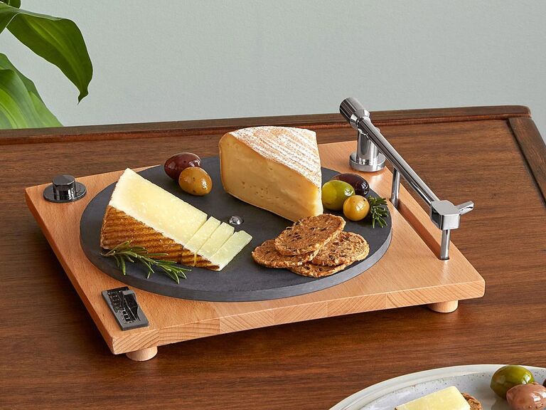 Fun turntable cheese board gift for son on wedding day