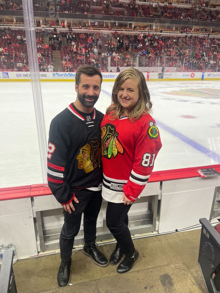 Kyle surprised Victoria with seats on the ice for her 31st birthday. 