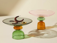Glass pastel pedestal engagement ring dishes