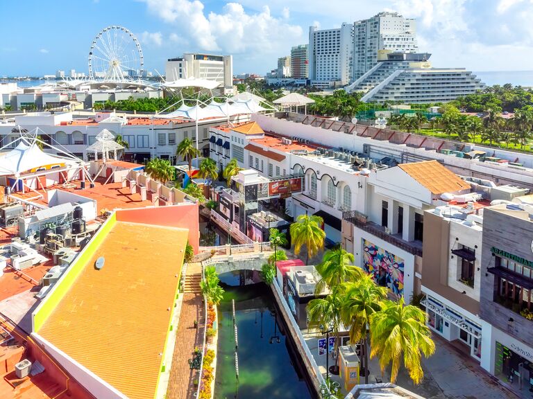 Drone View of La Isla Shopping Mall in Cancun Mexico