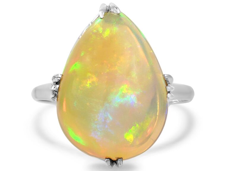 Vintage teardrop opal engagement ring