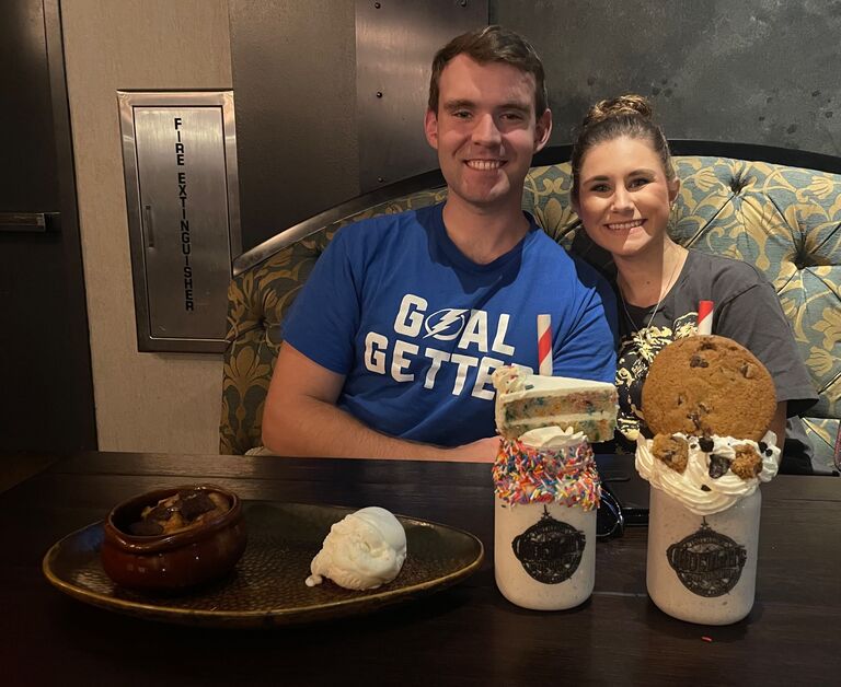 Aydan and I at the Chocolate Emporium at Universal Orlando. 