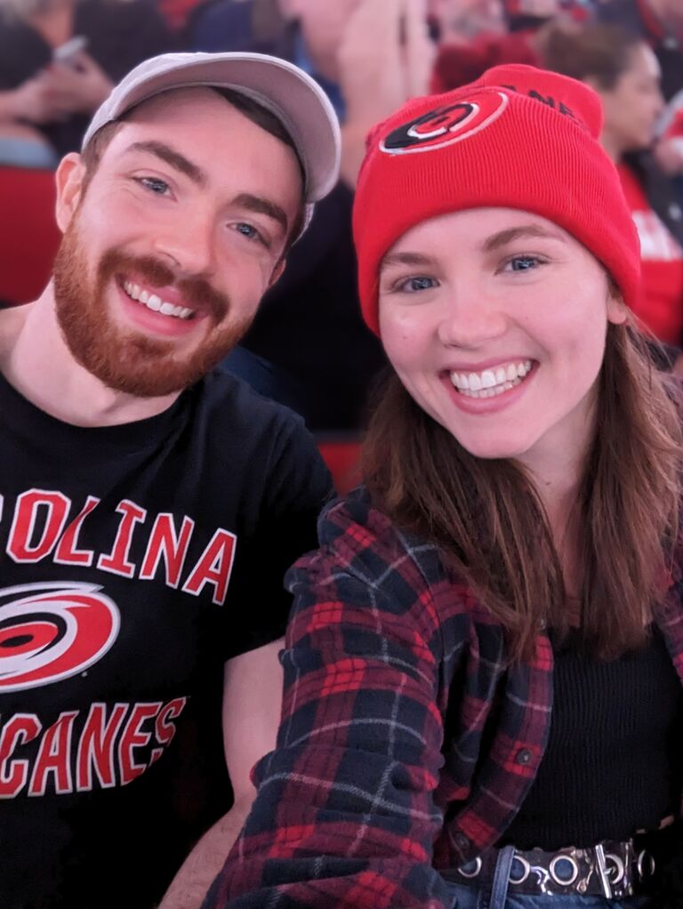 Emma and Sean love doing fun things around Raleigh, like Hockey Games...