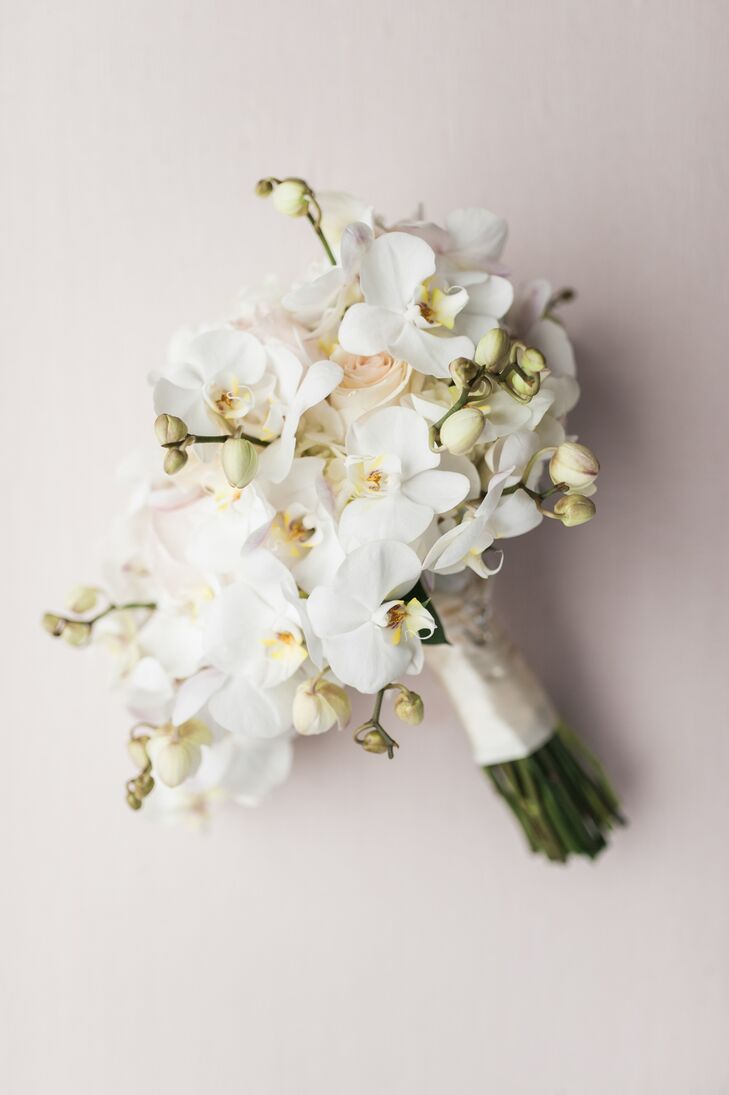 Modern All White Orchid Bouquet