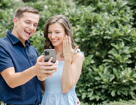 wedding proposal with red engagement ring box