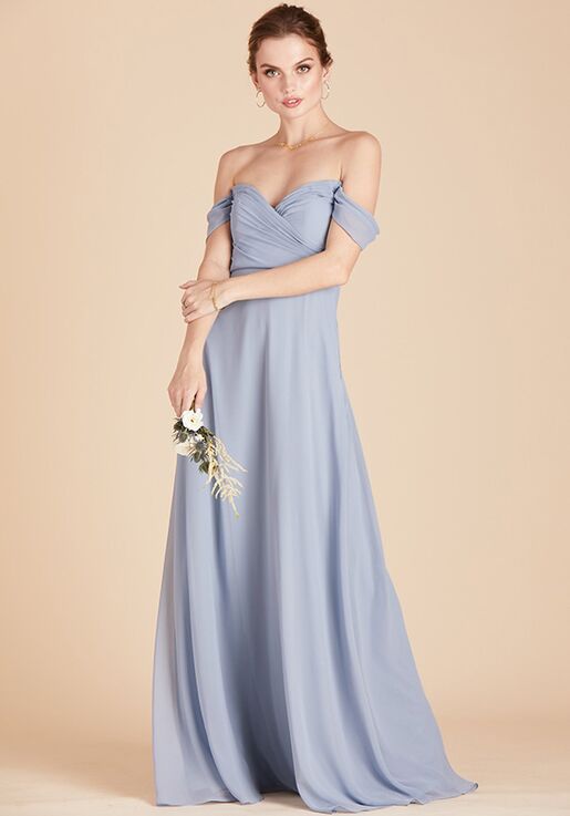 dusty grey blue bridesmaid dresses