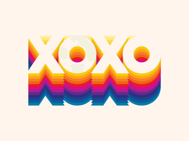 XOXO Meaning Colorful Illustration