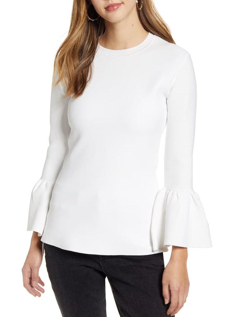 White bell sleeve sweater
