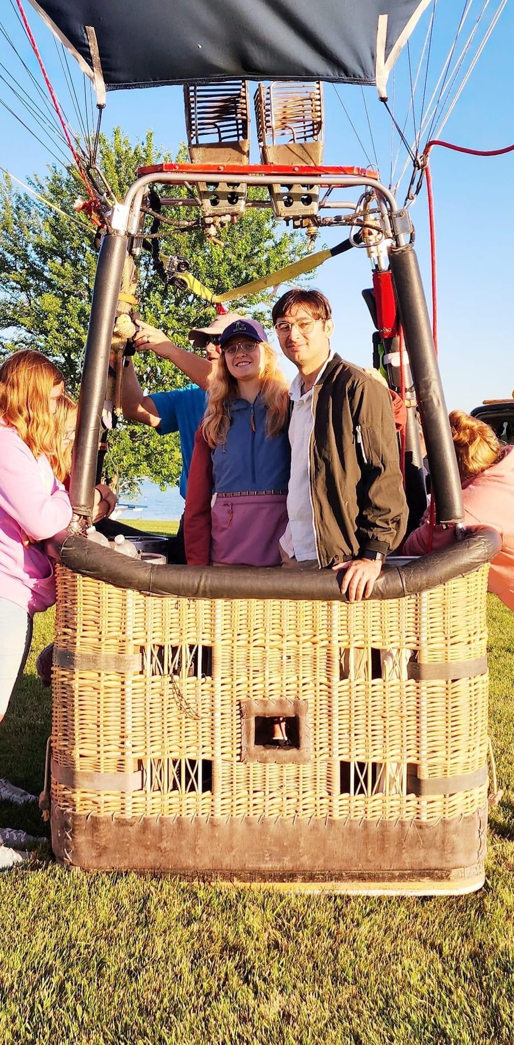 Engaged! Two years after our awkward first picture we were engaged. Still taking awkward photos but that's who we are and we won't fight it. Two years but it seemed like forever and no time at all! Hannah made it very difficult for him with rescheduling the date but on June 14th 2024 Hamad brought on a surprise hot air balloon ride and beautiful proposal. 