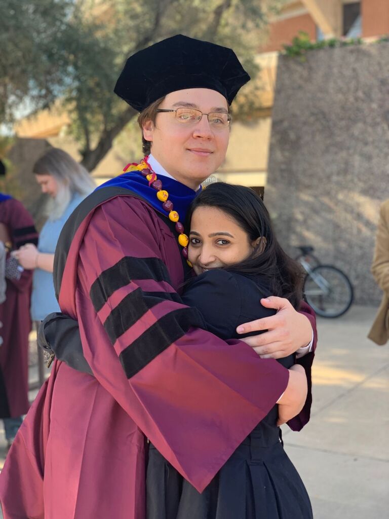 Kevin's PhD graduation, just after Nive met the parents. 