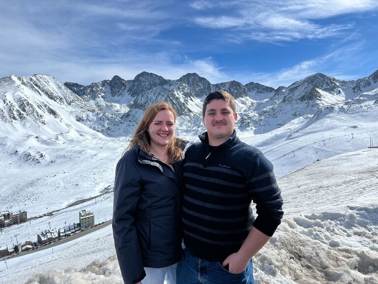 As part of their first holiday they managed a whirlwind round trip from sunny Barcelona to snowy Andorra in one day!
