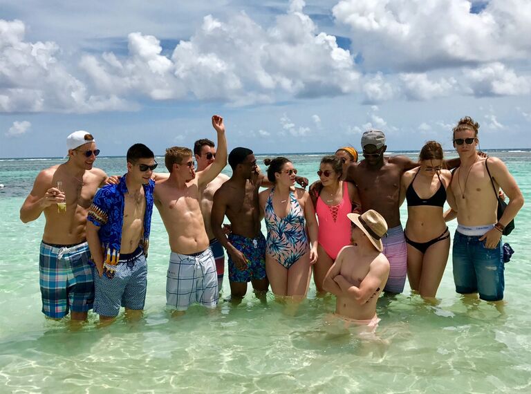 Chloe and Kevon on a spring break trip in Mexico with the Duke Soccer and Volleyball Team AKA DUVoccer. Many pictured will be at their wedding and are bridesmaids/groomsmen!