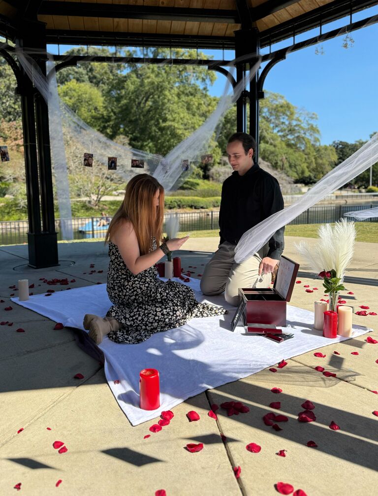 And on their one year anniversary, in the same place they had their first "fancy date"... 