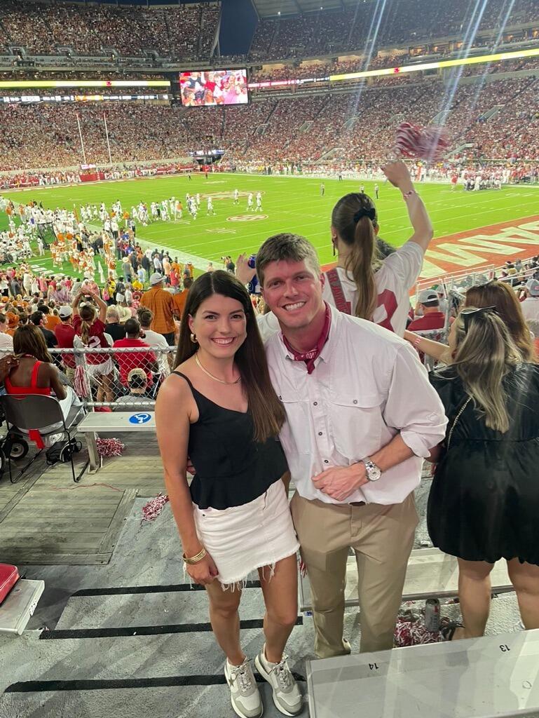 Our first date! Our best friends Sellers and Kelly set us up on a blind date and Paden took me to my first Alabama football game.