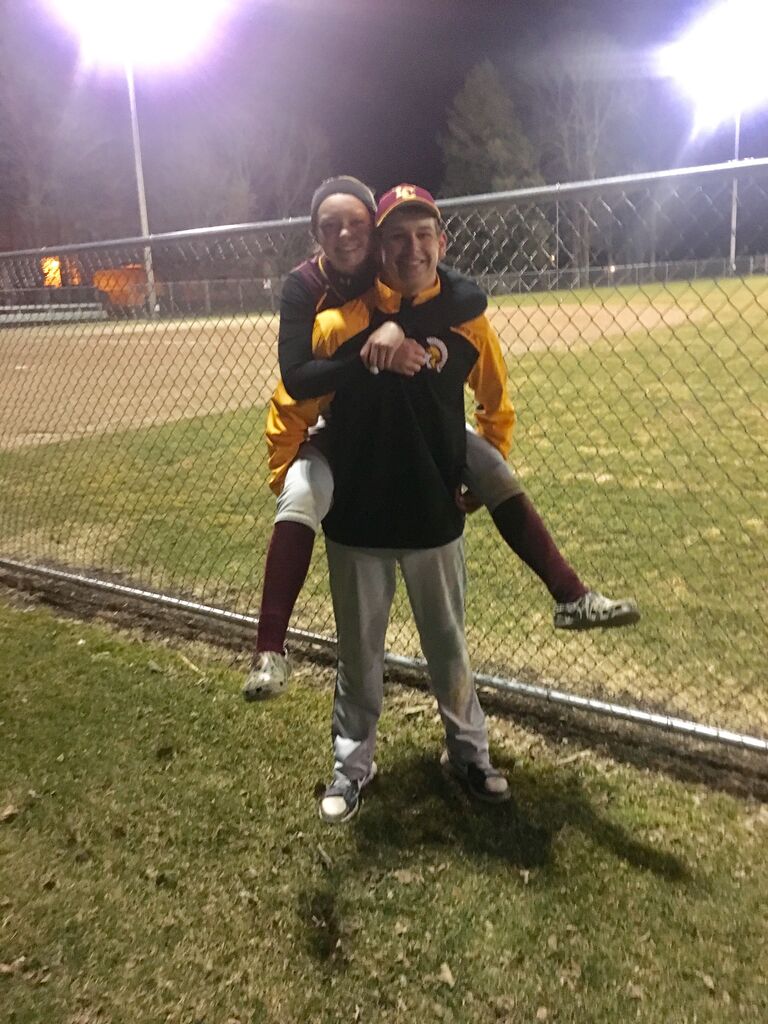 Cold spring nights watching Jared play baseball after Heather had finished up her game.