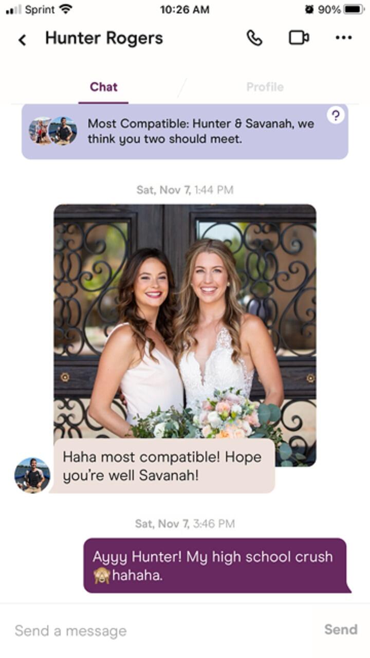 But just 8 years later the tables turned. He expressed interest in her on the incredible "Hinge" dating app. And she confessed her high school crush (so cute, I know).