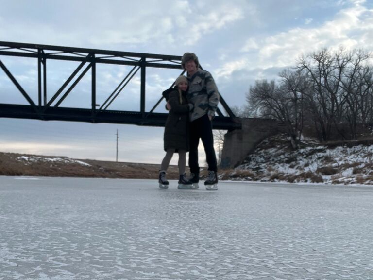 Skating at Heart River in Mandan, ND. 