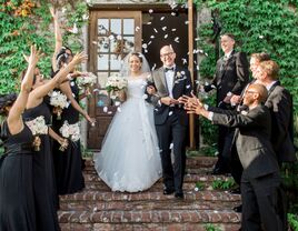 Bride and groom exiting ceremony