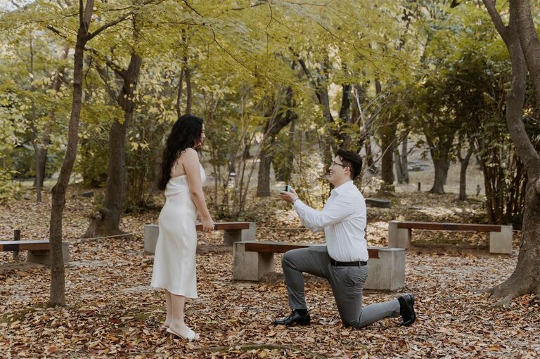 After I was confirmed in the Catholic Church, I knew I wanted to propose soon, so I planned a trip to Seoul and found a photographer for the big day. I've never felt as happy as I was when I was down on one knee asking for her hand in marriage. The pure joy I felt seeing her face light up as I asked her to marry me is something that I'll always remember.