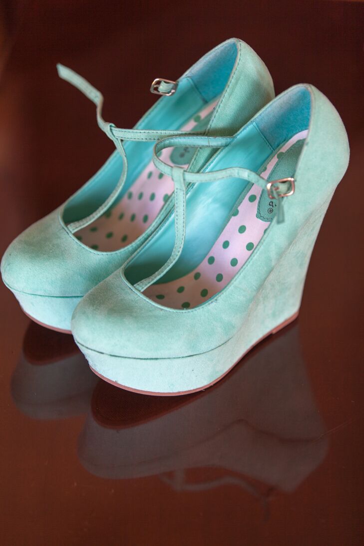 teal wedge shoes