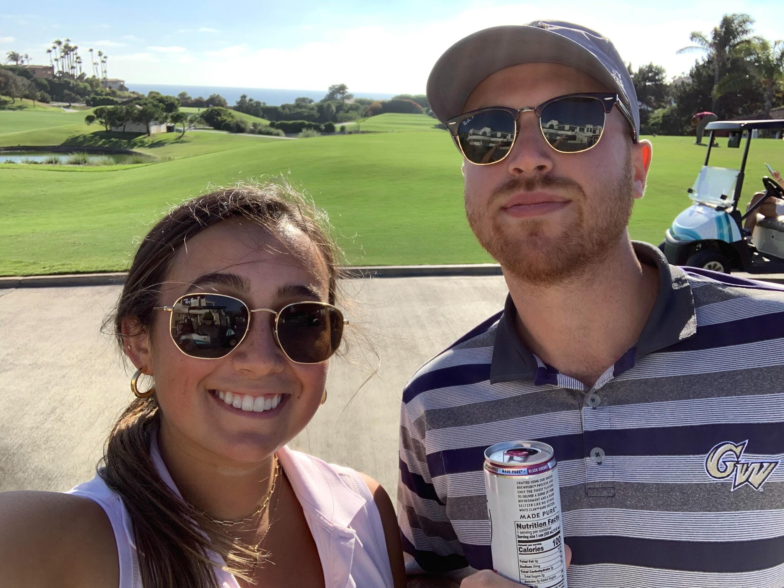 During the pandemic, Emma and Adam split a majority of their time between Orange County, CA and South Burlington, VT, visiting their parents and getting as much golf in as possible! Adam was a very patient teacher when Emma picked up the sport.