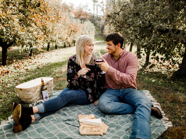 picnic themed engagement photo shoot