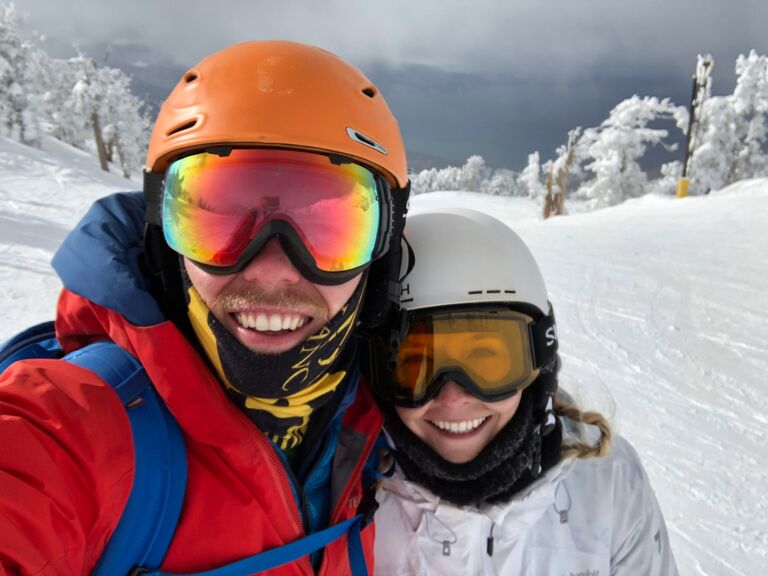 Michael came from Norway to visit Allison and join a ski trip with the vet school friends.
