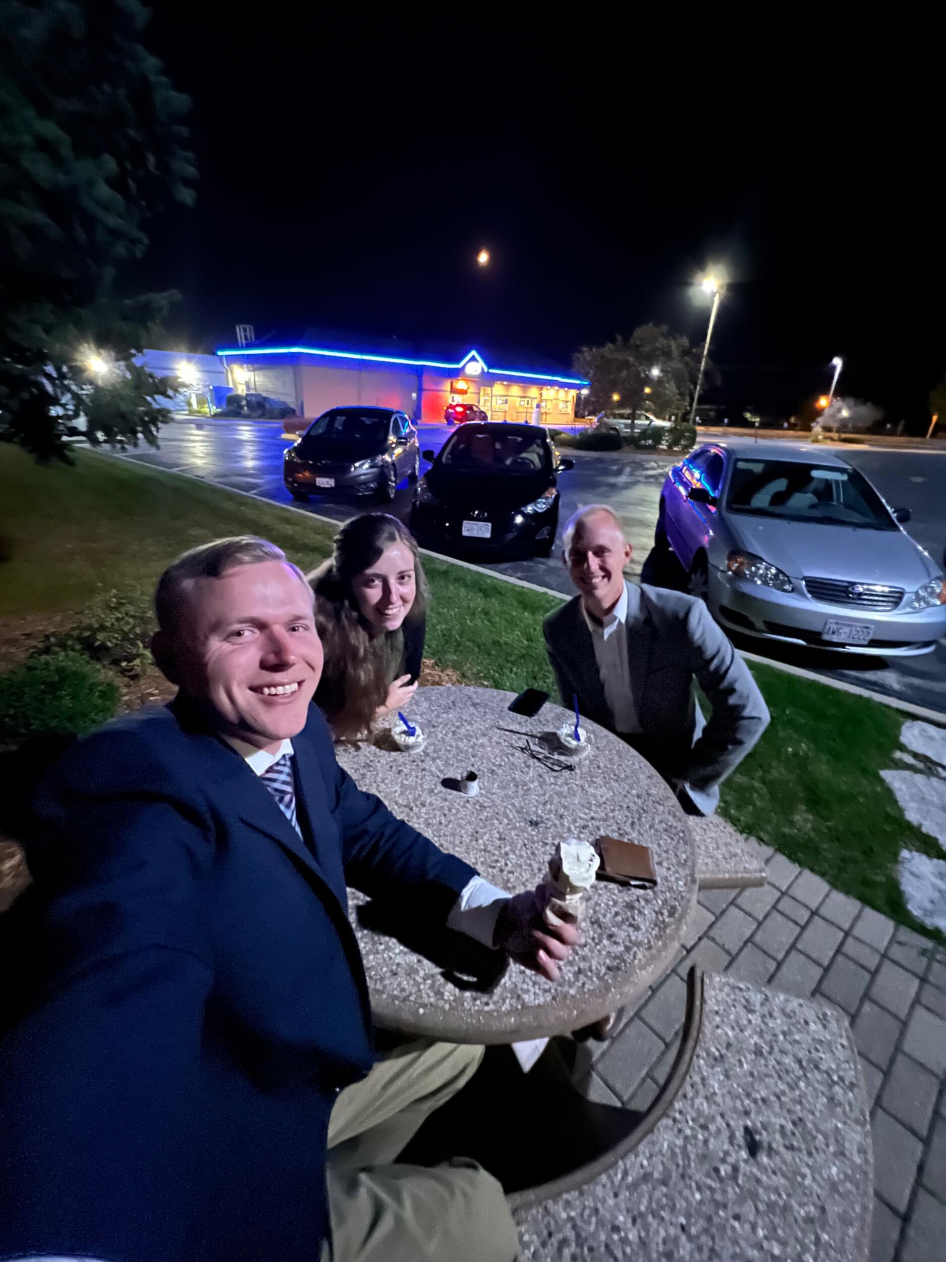 Lots of fun memories together at Culvers and with Taylor! We even saw a coyote come out of the bushes behind us that night.