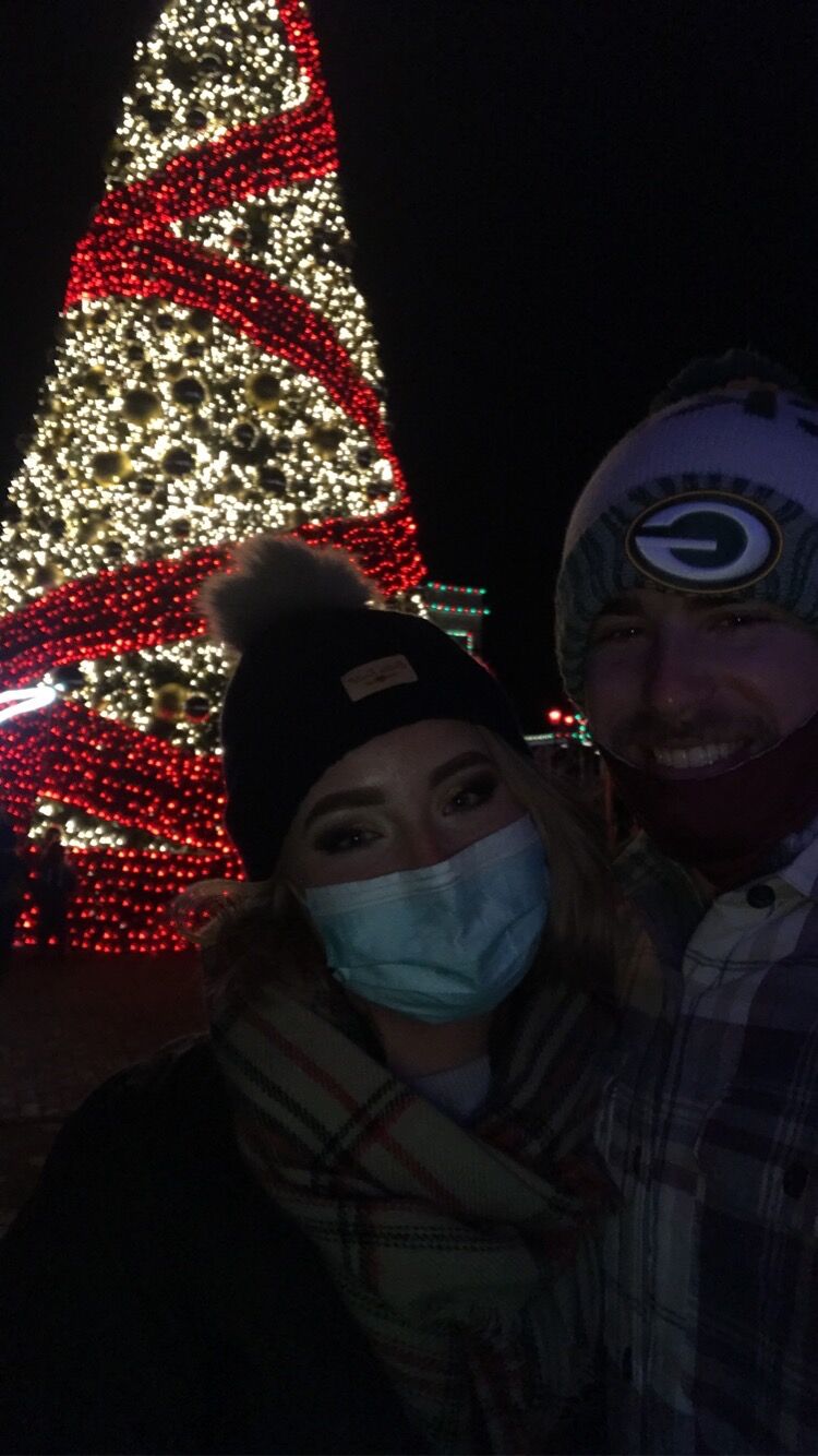 Christmas lights at Six Flags.