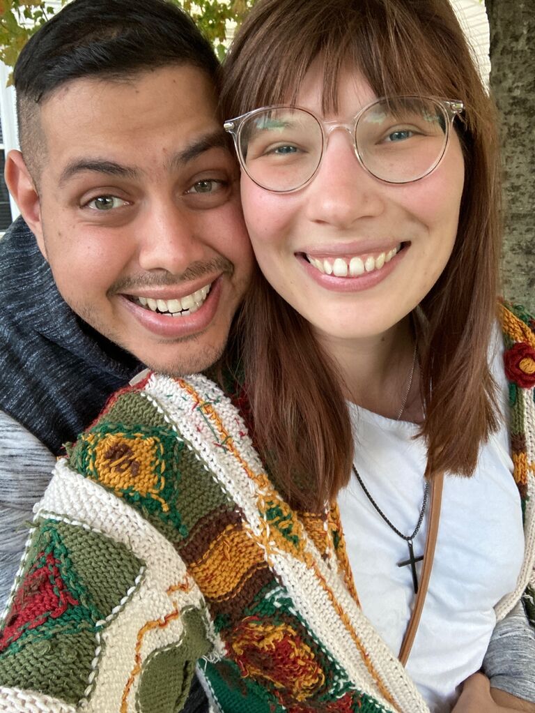This selfie was taken on Fernando's 31st birthday! Shortly after this they went to see Five Nights at Freddy's together, which was their first movie theater date.

(Funny/sad story: twenty minutes into the movie Fernando suddenly started shivering uncontrollably, and by the end of the night he felt awful and eventually tested positive for Covid. Thankfully he made a quick recovery!)