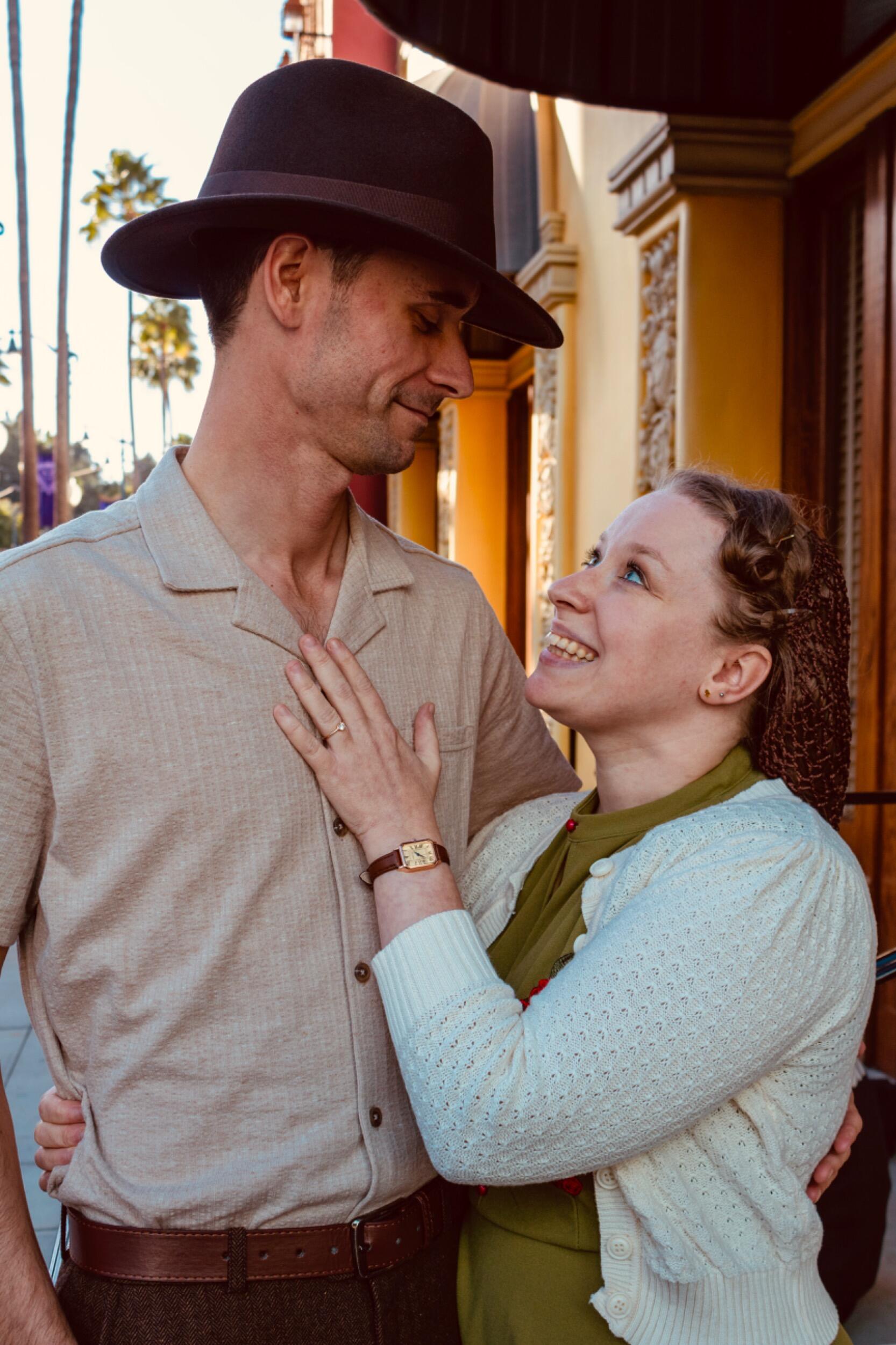 Our 2nd Dapper Day together, 9 years later, taking the dreamiest 1940s engagement photos.