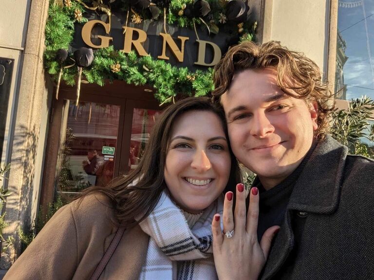 Zach proposes to Stephanie in Vienna, Austria at GRND restaurant! 