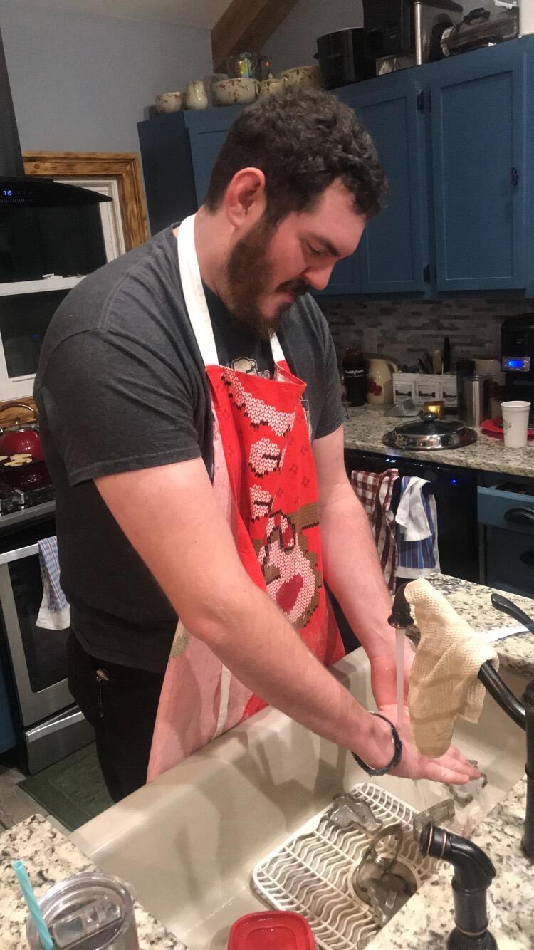 Our second Christmas with the Prestons. A.J.'s helping Aunt Tonkie make the sugar cookies.