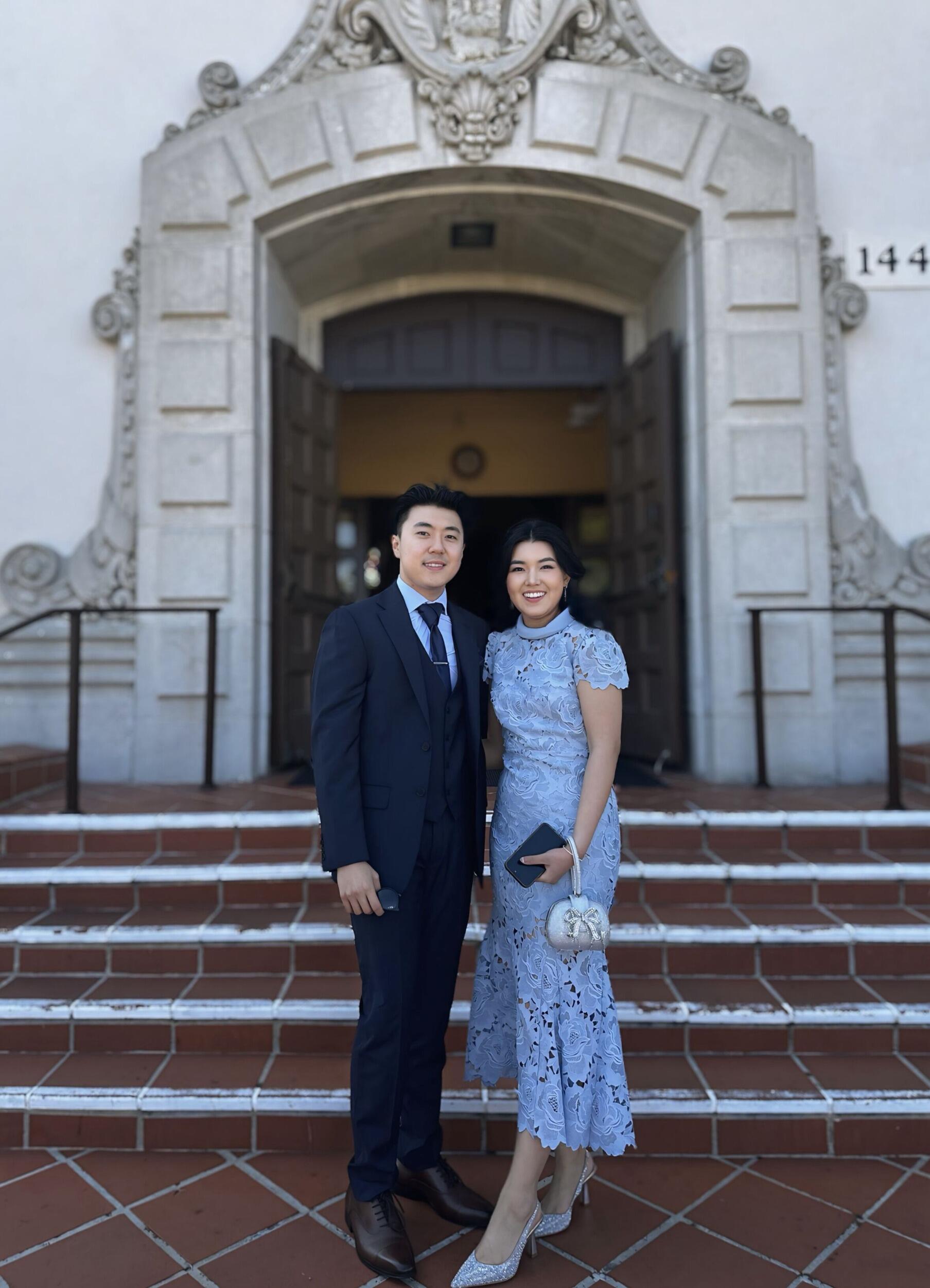Together at friend's wedding, counting down to ours!