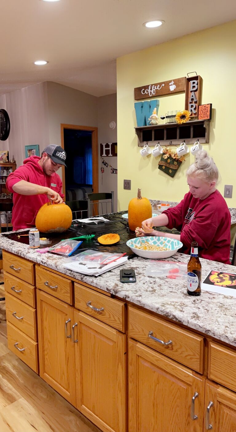 The one and only time carving pumpkins together! LOL