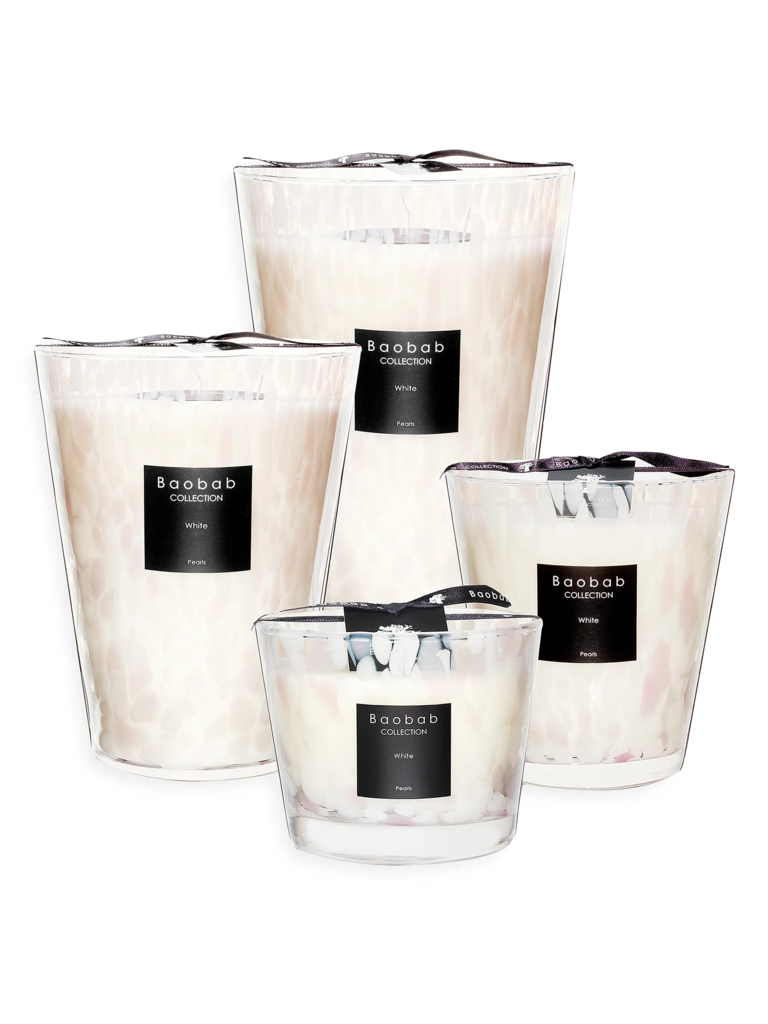Baobab Collection white pearl candles