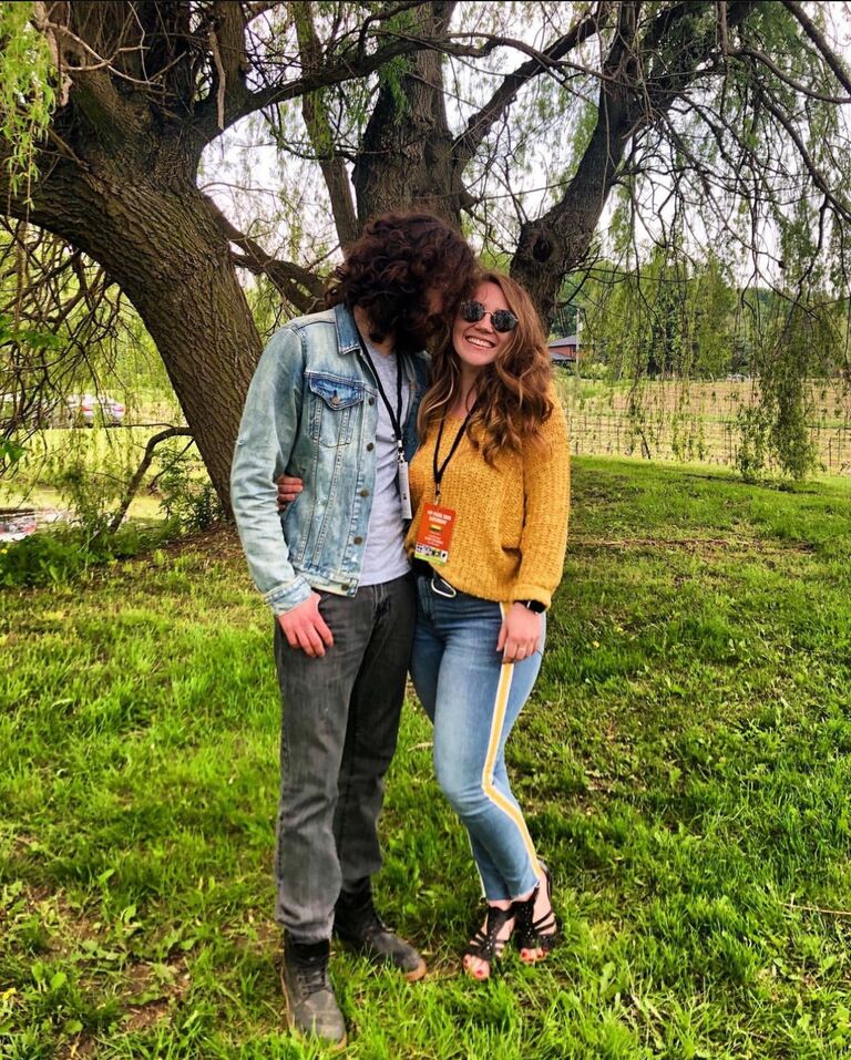 Our first photo taken together at the very beginning. Enjoying the sun, wine and new love!