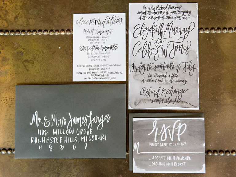 Whimsical, Black-and-White Wedding Invite Calligraphy