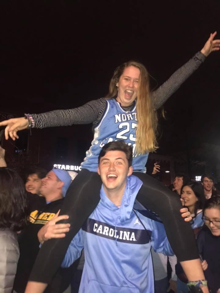 Morgan and Simon reconnected in college when they ran into each other on campus (shoutout Katie Houston). Simon was a freshman and Morgan was a sophomore at UNC Chapel Hill. They quickly became good friends. This time was full of study sessions, lake days with friends, a ski trip, and rushing Franklin Street to celebrate UNC beating Duke. 