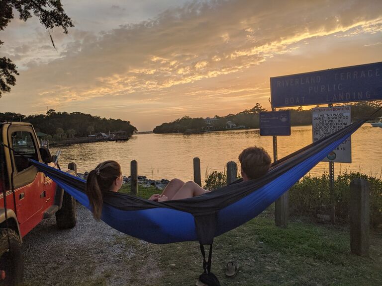 In a hammock tied to the Jeep, while watching the sunset, Ben asked Savannah to continue dating exclusively! This is the date we've have celebrated our dating anniversary. This photo was taken later, as we visit this special spot occasionally on date nights.