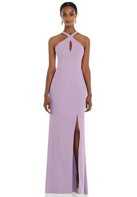 One-Shoulder Draped Cuff Maxi Dress with Front Slit