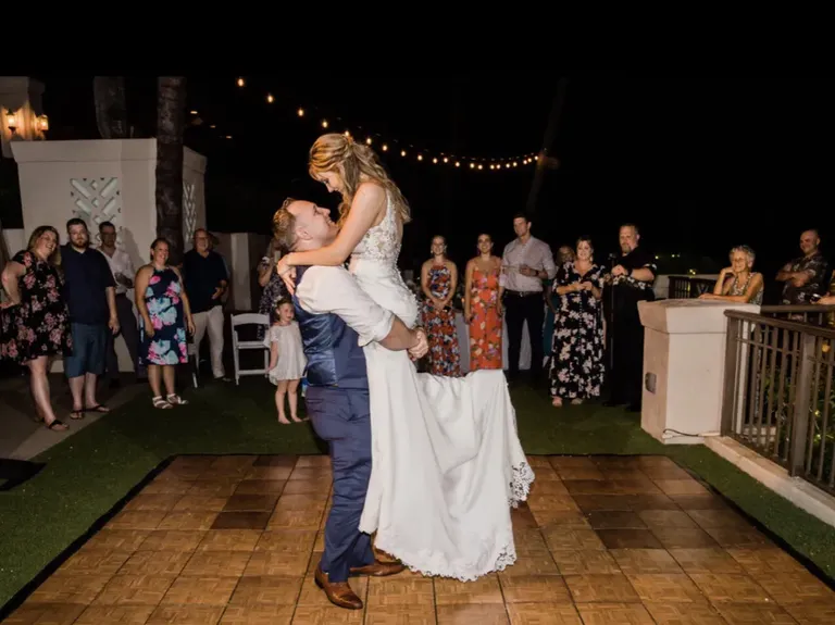 Bride and groom's first dance on wedding day with choreography by Arthur Murray Dance Studio in Sarasota, Florida
